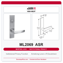 Corbin Russwin ML2069 ASR Institutional Privacy Mortise Lockset | Grade 1 Commercial