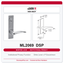 Corbin Russwin ML2069 DSP Institutional Privacy Mortise Lockset | Grade 1 Commercial
