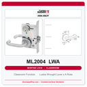 Corbin Russwin ML2004 LWA Classroom Mortise Lockset | Grade 1 Commercial
