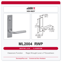 Corbin Russwin ML2004 RWP Classroom Mortise Lockset | Grade 1 Commercial