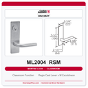 Corbin Russwin ML2004 RSM Classroom Mortise Lockset | Grade 1 Commercial