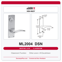 Corbin Russwin ML2004 DSN Classroom Mortise Lockset | Grade 1 Commercial