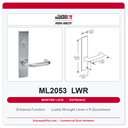 Corbin Russwin ML2053 LWR Entrance or Office Mortise Lockset | Grade 1 Commercial