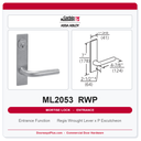 Corbin Russwin ML2053 RWP Entrance or Office Mortise Lockset | Grade 1 Commercial