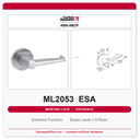 Corbin Russwin ML2053 ESA Entrance or Office Mortise Lockset | Grade 1 Commercial