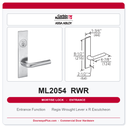 Corbin Russwin ML2054 RWR Entrance or Office Mortise Lockset | Grade 1 Commercial
