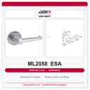 Corbin Russwin ML2058 ESA Entrance or Office Holdback Mortise Lockset | Grade 1 Commercial