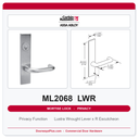 Corbin Russwin ML2068 LWR Privacy or Apartment Mortise Lockset | Grade 1 Commercial