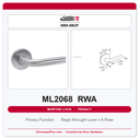 Corbin Russwin ML2068 RWA Privacy or Apartment Mortise Lockset | Grade 1 Commercial
