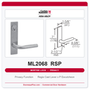 Corbin Russwin ML2068 RSP Privacy or Apartment Mortise Lockset | Grade 1 Commercial