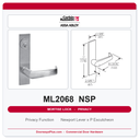 Corbin Russwin ML2068 NSP Privacy or Apartment Mortise Lockset | Grade 1 Commercial