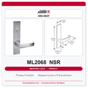 Corbin Russwin ML2068 NSR Privacy or Apartment Mortise Lockset | Grade 1 Commercial