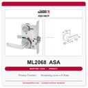 Corbin Russwin ML2068 ASA Privacy or Apartment Mortise Lockset | Grade 1 Commercial