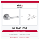 Corbin Russwin ML2068 ESA Privacy or Apartment Mortise Lockset | Grade 1 Commercial