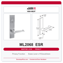 Corbin Russwin ML2068 ESR Privacy or Apartment Mortise Lockset | Grade 1 Commercial