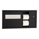 Bobrick B-3092.MBLK Recessed-Mounted Toilet Tissue, Seat-Cover Dispenser and Waste Disposal, Right Side, Matte Black