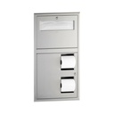 Bobrick B-3474 Recessed Seat Cover Dispenser and Dual-Roll Toilet Tissue Dispenser
