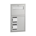 Bobrick B-34745 Recessed Seat Cover Dispenser and Dual-Roll Toilet Tissue Dispenser