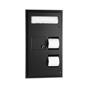 Bobrick B-357.MBLK Partition-Mounted Seat Cover Dispenser Napkin Disposal, 0.8-Gal. Dual-Roll Toilet Tissue Dispenser, Matte Black