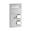 Bobrick B-3574 Recessed Seat Cover Dispenser, Disposal, 0.8-Gal. Toilet Tissue Dispenser