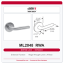 Corbin Russwin ML2048 RWA Entrance or Apartment Mortise Lockset | Grade 1 Commercial