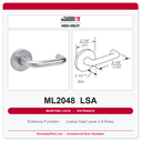 Corbin Russwin ML2048 LSA Entrance or Apartment Mortise Lockset | Grade 1 Commercial