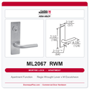 Corbin Russwin ML2067 RWM Apartment or Dormitory Mortise Lockset | Grade 1 Commercial