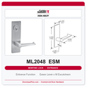 Corbin Russwin ML2048 ESM Entrance or Apartment Mortise Lockset | Grade 1 Commercial