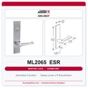 Corbin Russwin ML2065 ESR Dormitory or Entrance Mortise Lockset | Grade 1 Commercial