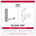 Corbin Russwin ML2049 NSP Storeroom Deadbolt Mortise Lockset | Grade 1 Commercial