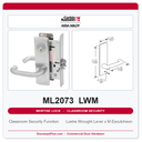 Corbin Russwin ML2073 LWM Classroom Security Mortise Lockset | Grade 1 Commercial