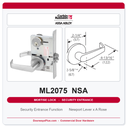 Corbin Russwin ML2075 NSA Security Entrance or Office Mortise Lockset | Grade 1 Commercial