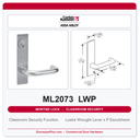 Corbin Russwin ML2073 LWP Classroom Security Mortise Lockset | Grade 1 Commercial