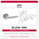 Corbin Russwin ML2059 RWA Security Storeroom or Closet Mortise Lockset | Grade 1 Commercial