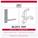 Corbin Russwin ML2073 RSP Classroom Security Mortise Lockset | Grade 1 Commercial