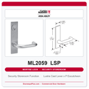 Corbin Russwin ML2059 LSP Security Storeroom or Closet Mortise Lockset | Grade 1 Commercial