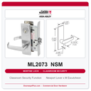 Corbin Russwin ML2073 NSM Classroom Security Mortise Lockset | Grade 1 Commercial