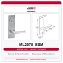 Corbin Russwin ML2075 ESM Security Entrance or Office Mortise Lockset | Grade 1 Commercial