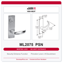Corbin Russwin ML2075 PSN Security Entrance or Office Mortise Lockset | Grade 1 Commercial