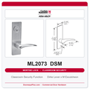 Corbin Russwin ML2073 DSM Classroom Security Mortise Lockset | Grade 1 Commercial