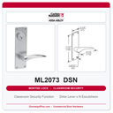 Corbin Russwin ML2073 DSN Classroom Security Mortise Lockset | Grade 1 Commercial