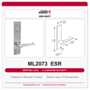 Corbin Russwin ML2073 ESR Classroom Security Mortise Lockset | Grade 1 Commercial