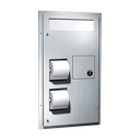 ASI 10-0481-R Toilet Seat Cover & Toilet Tissue Disp. With Sanitary Napkin Disposal - Dual Access - Partition Mounted