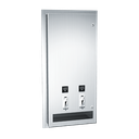 ASI 10-0464-50 Sanitary Napkin and Tampon Dispenser - 50¢ Operation - Recessed