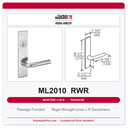 Corbin Russwin ML2010 RWR Passage or Closet Mortise Latchset | Grade 1 Commercial