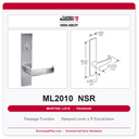 Corbin Russwin ML2010 NSR Passage or Closet Mortise Latchset | Grade 1 Commercial