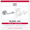 Corbin Russwin ML2020 LSA Privacy Bedroom or Bathroom Mortise Lockset | Grade 1 Commercial
