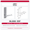 Corbin Russwin ML2080 ESP Half Active Dummy Trim | Grade 1 Commercial