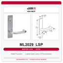 Corbin Russwin ML2029 LSP Hotel or Motel Mortise Lockset | Grade 1 Commercial