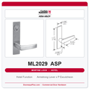 Corbin Russwin ML2029 ASP Hotel or Motel Mortise Lockset | Grade 1 Commercial